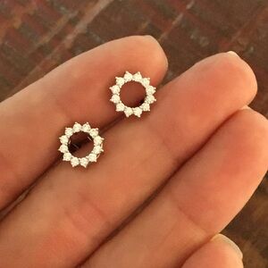 Authentic Tiffany & Co. Open Circle Platinum Diamond Stud Earrings